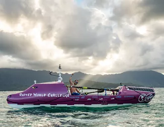 Tez Steinberg rowing boat Moderation across the Pacific ocean