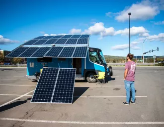 oute Del Sol is driving a 100% electric, solar powered camper van thanks to SunPower solar technology supported by Galt Energy.