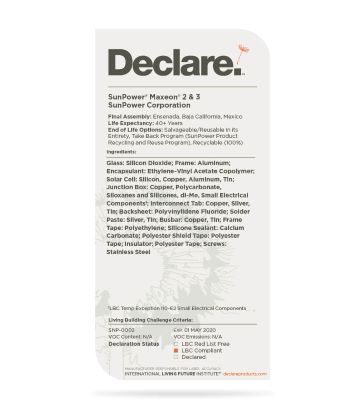 Declare-label voor Maxeon 2 & 3