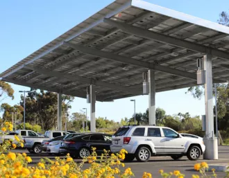 cars parked in solar carport