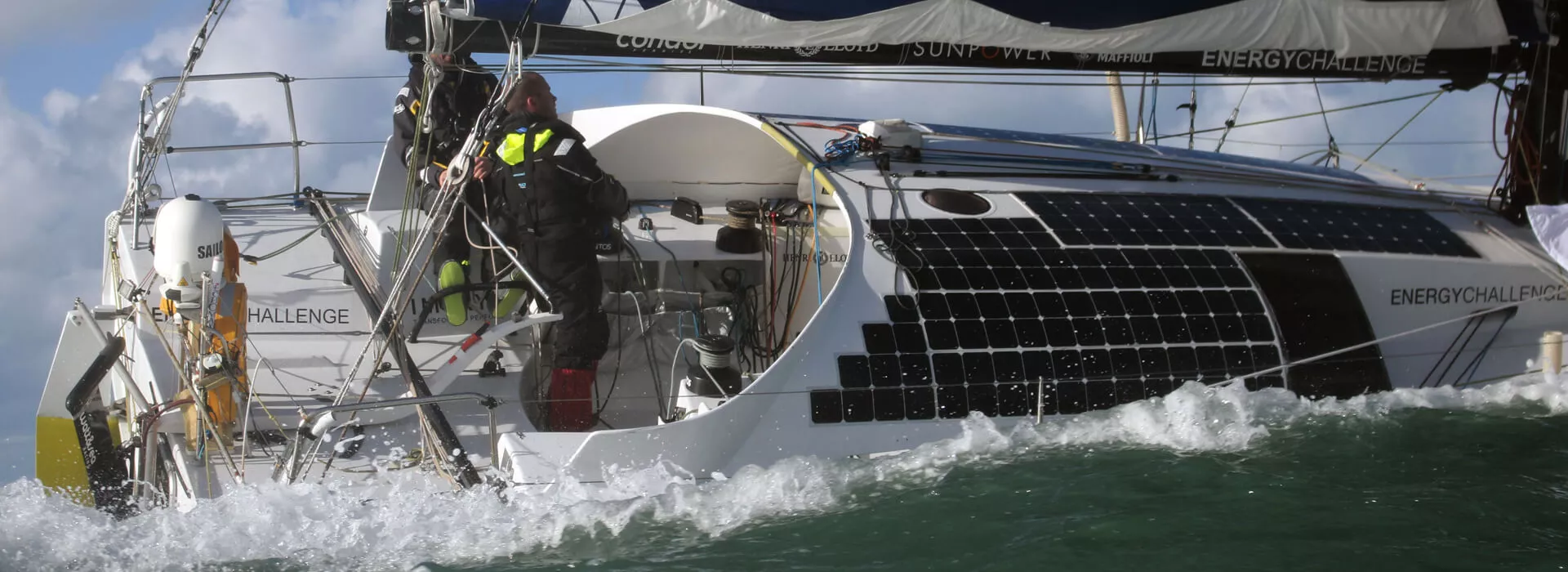 Phil Sharp racing a solar-powered boat