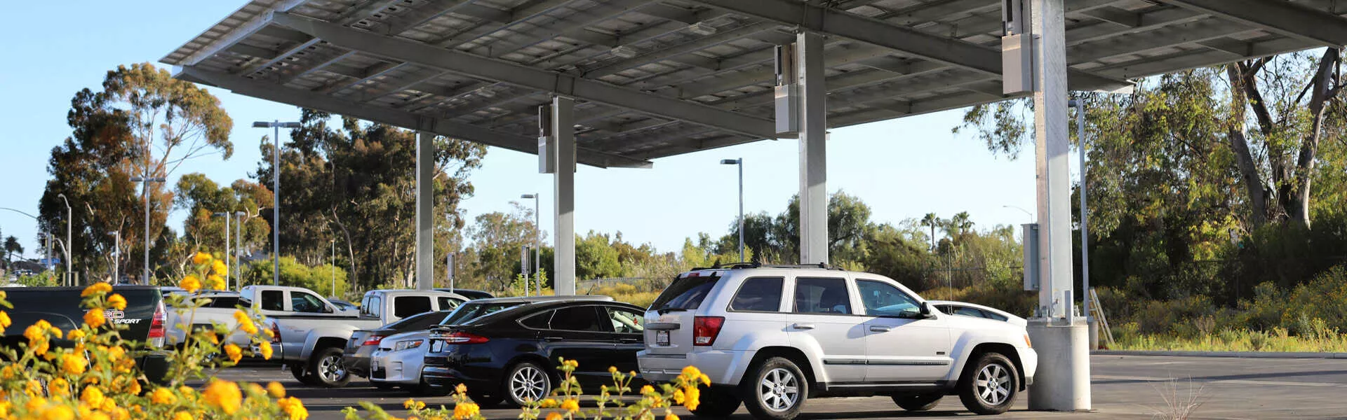 cars parked in solar carport