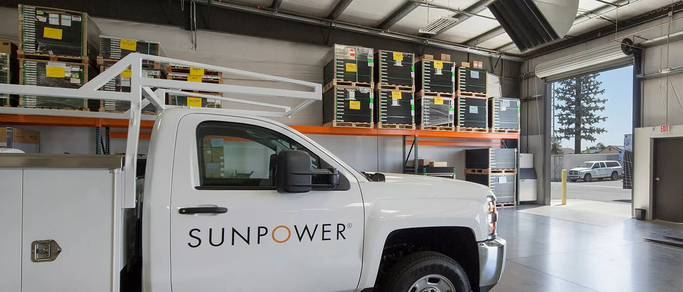 SunPower truck inside warehouse