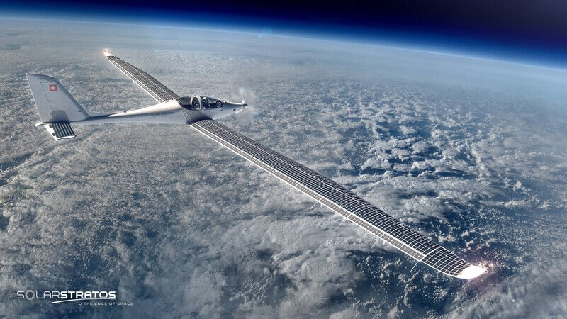 Zonnevliegtuig boven de aarde
